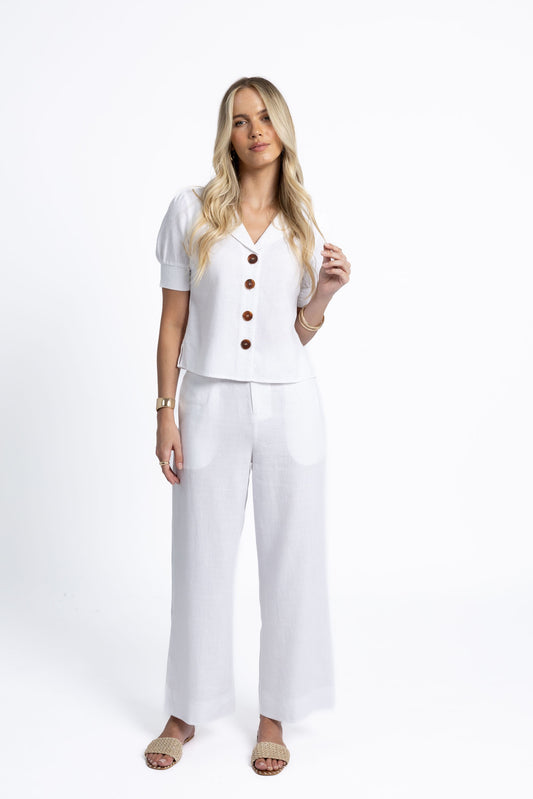 Fleetwood Linen Pant / White