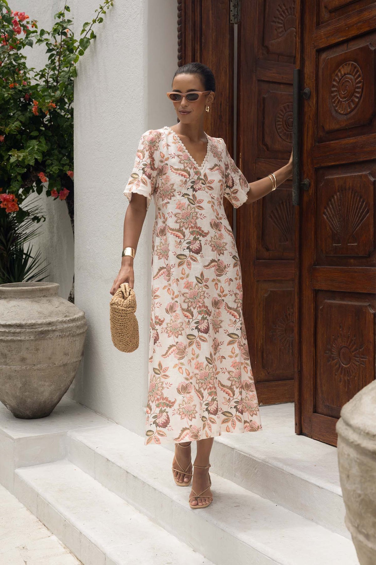 Boh/Rose Midi Dress / Bohem Print