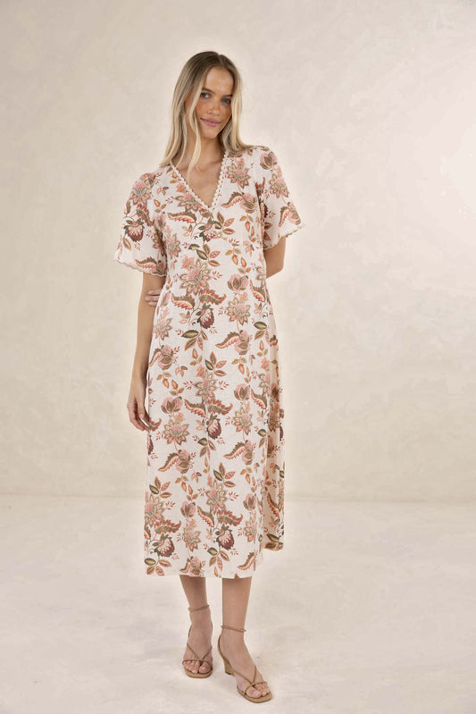 Boh/Rose Midi Dress / Bohem Print