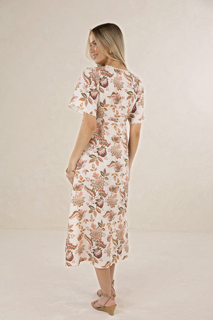 Boh/Rose Midi Dress / Bohem Print