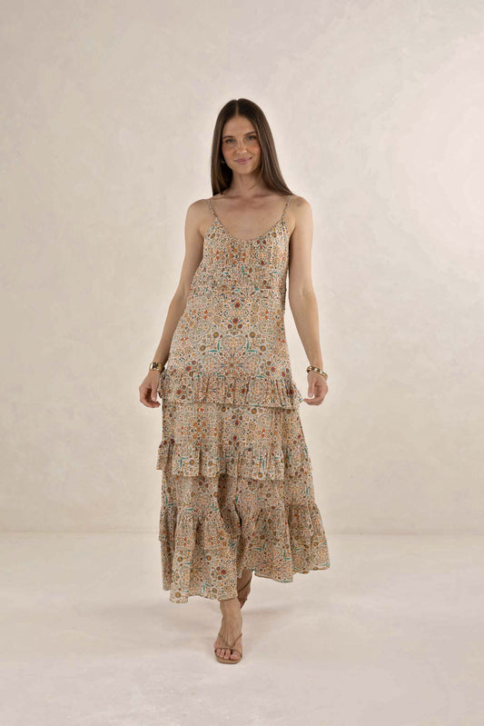 Cini Maxi Dress / Almond Print