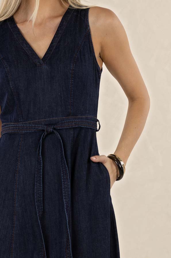 Ivy Denim Midi Dress / Dark Blue