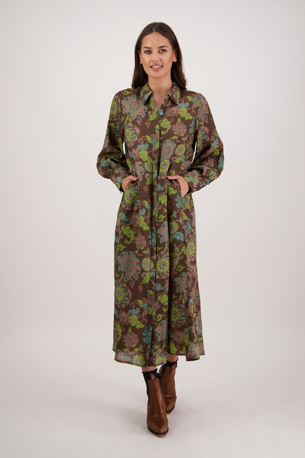 Hollie Dress / Brown Floral