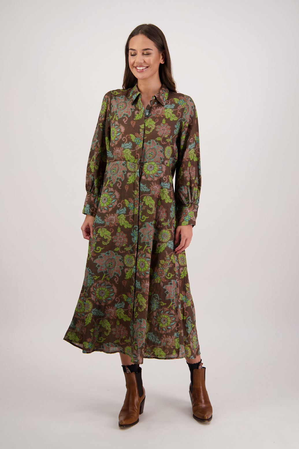 Hollie Dress / Brown Floral