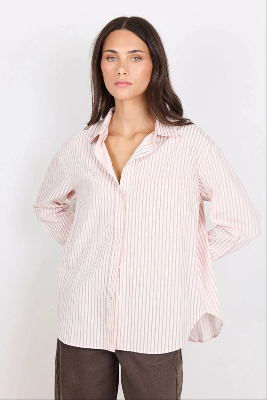 You Got This  Oversized Boyfriend Shirt / Blush Double Pinstripe
