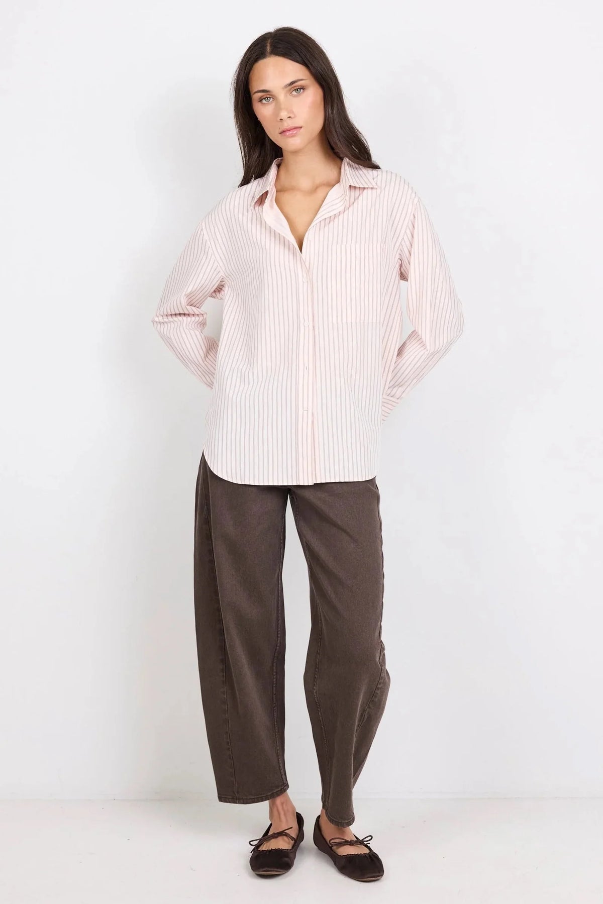 You Got This  Oversized Boyfriend Shirt / Blush Double Pinstripe