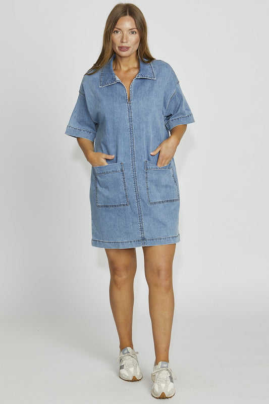 Kendall Dress / Light Wash Denim