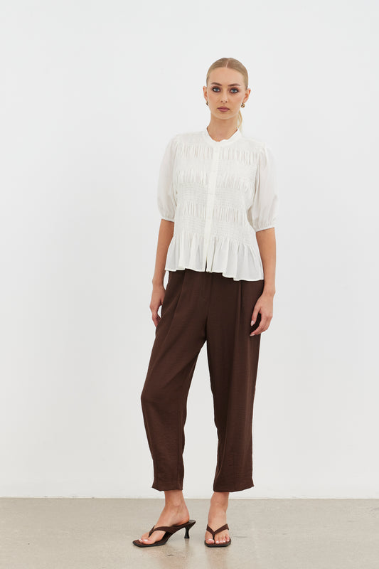 Serene Smocked Top / White