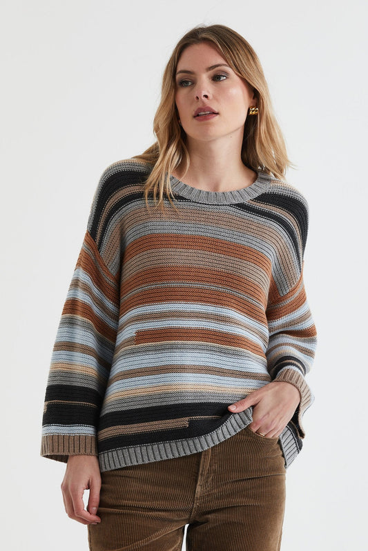 Multi Stripe Jumper / Midgrey