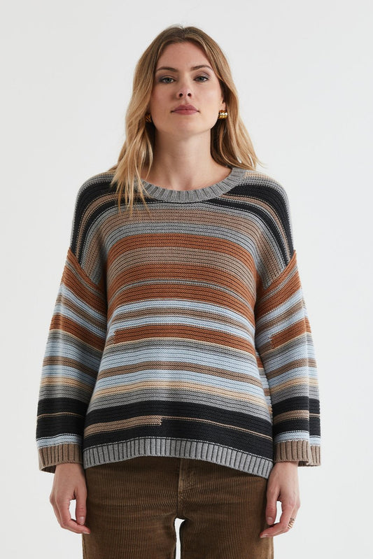 Multi Stripe Jumper / Midgrey