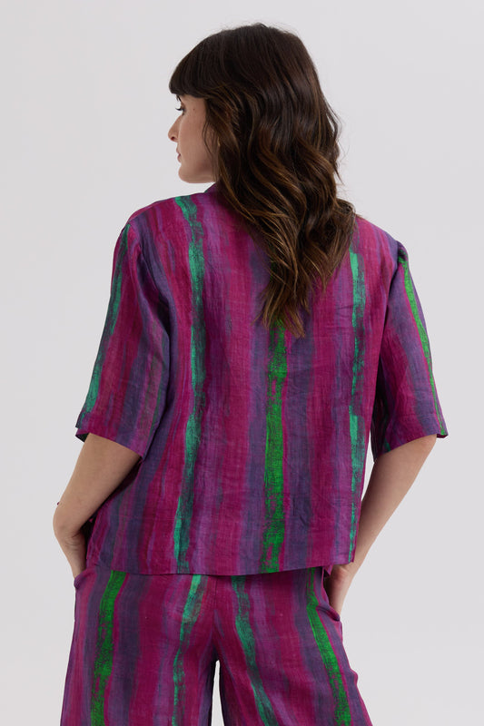 Painted Linen Shirt / Magenta