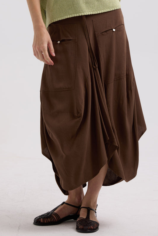Drape Bottom Skirt / Cocoa