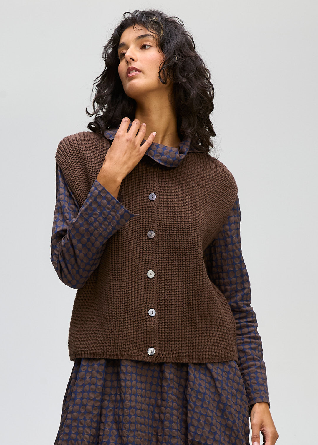 Ribbed Vest / DK Brown