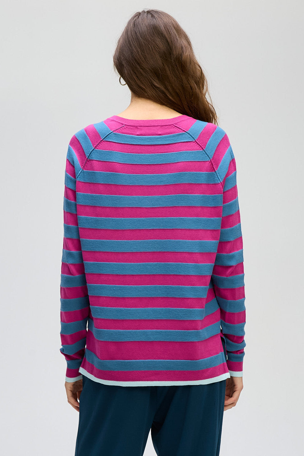 Stripe V Jumper / Plum