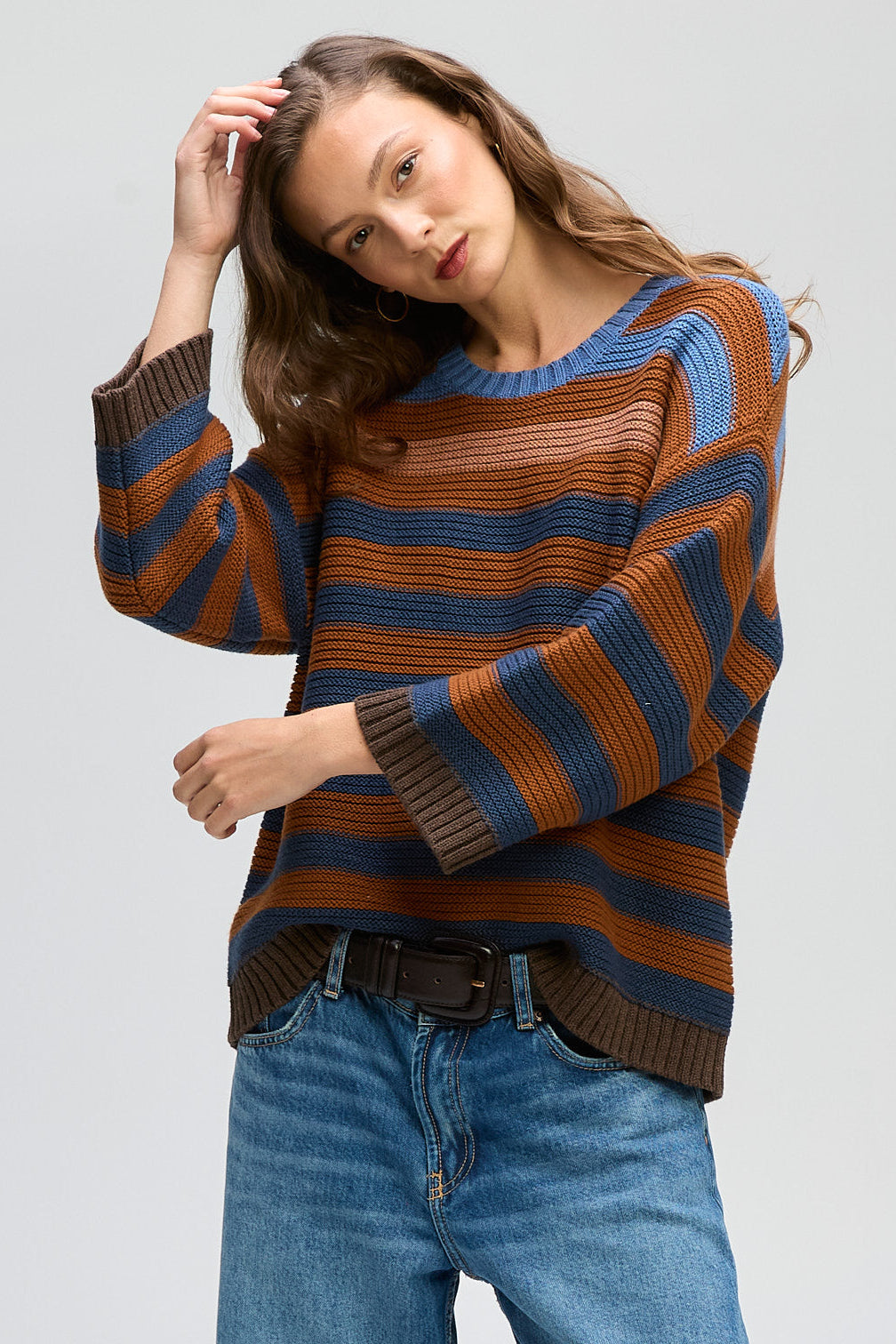 Chunky Stripe Crew / Nutmeg