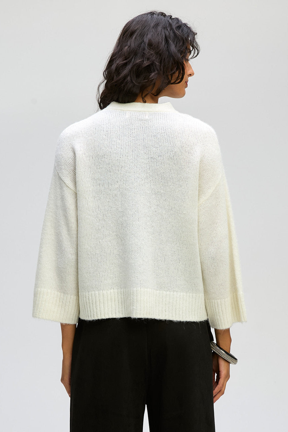 Boxy Detail Cardi / Winter white