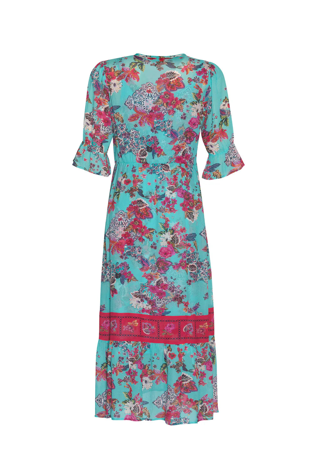 Matera Sheer Midi Dress / Aqua Multi