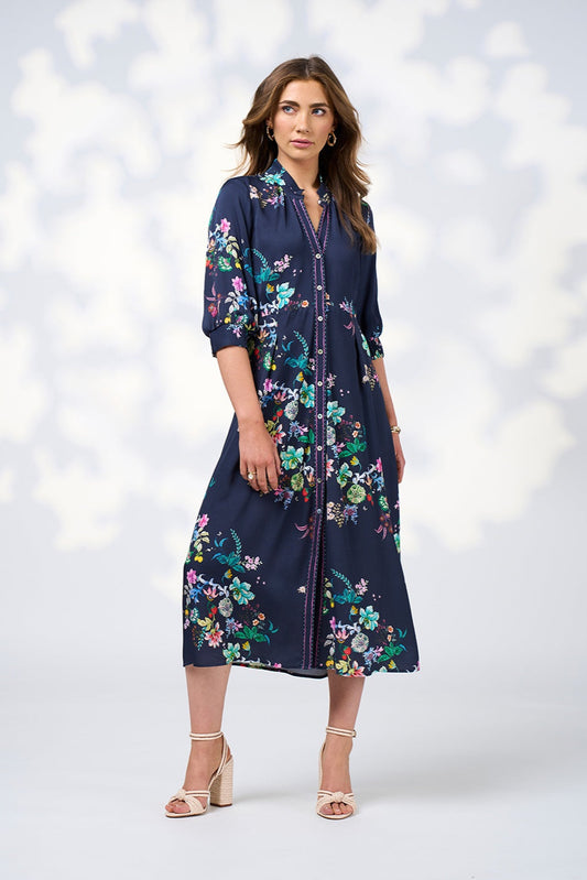 La Bohème Shirt Dress / Indigo Multi