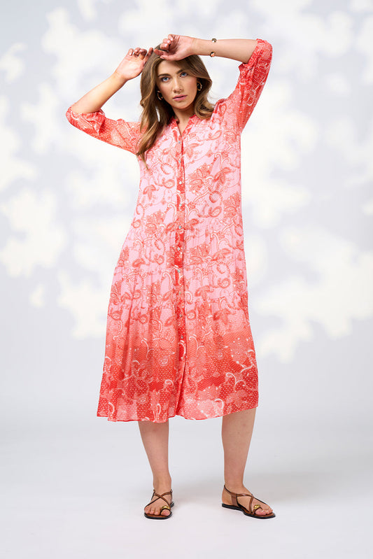 Stevie Midi Dress / Blood Orange Multi