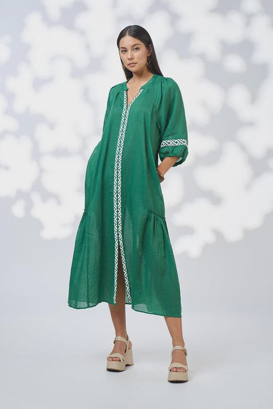 Maya Midi Dress / Palm Green