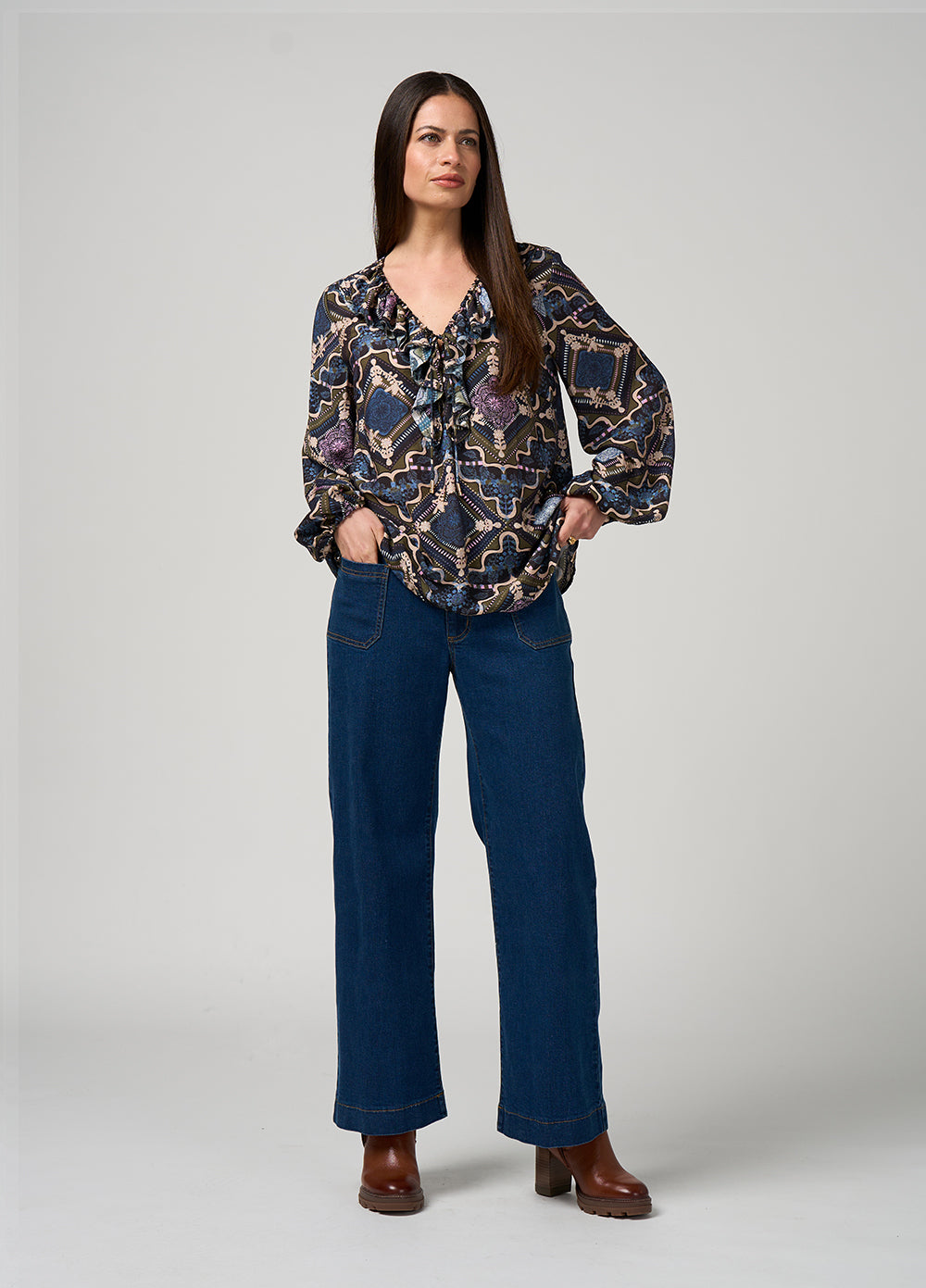 Regalia Blouse / Olive Multi