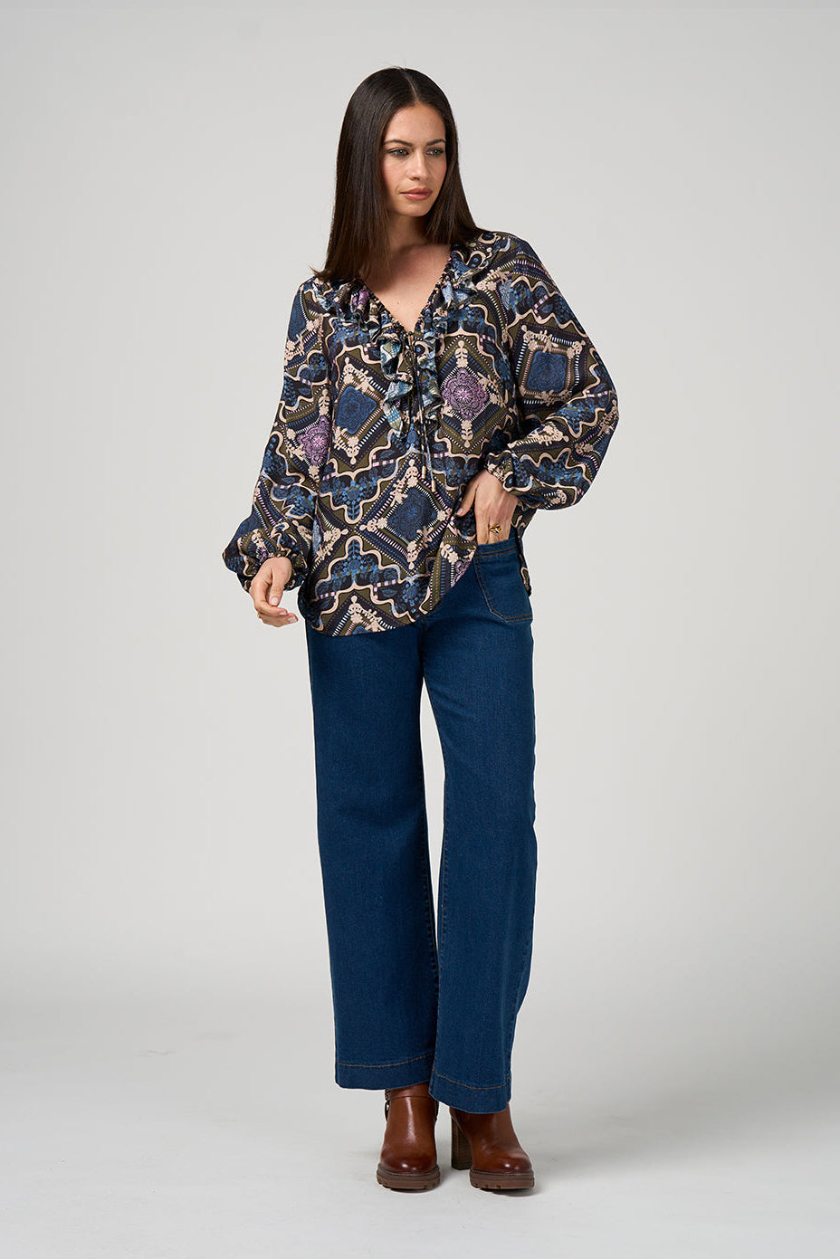 Regalia Blouse / Olive Multi
