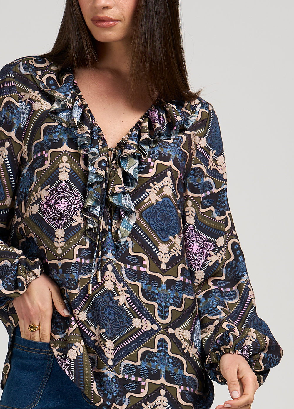Regalia Blouse / Olive Multi