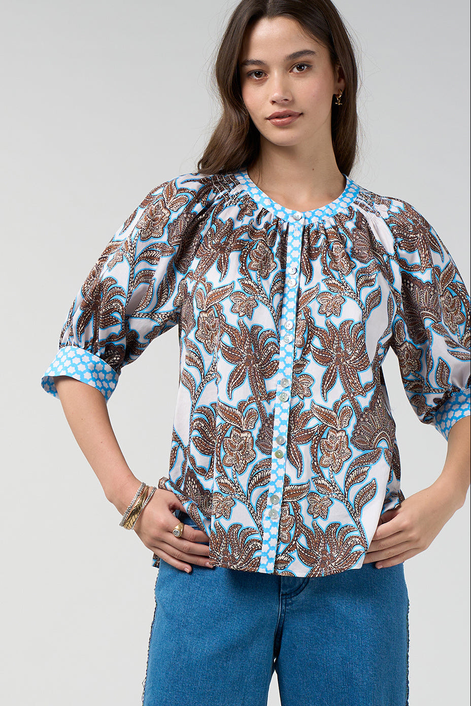 Ella Top / Silk White Multi