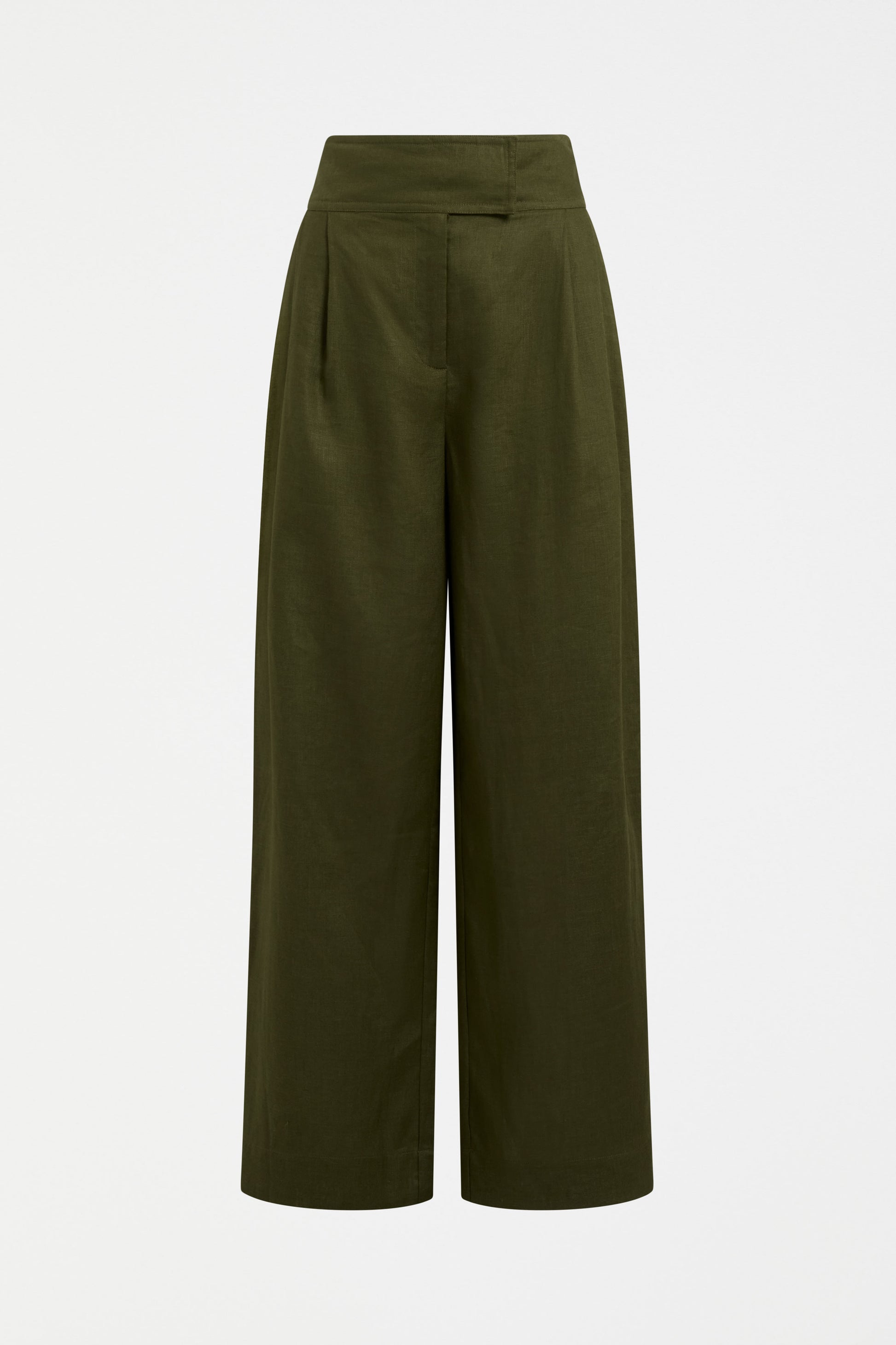 Green wide-leg pants on a white background