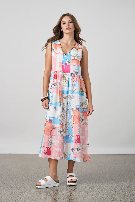 Melody Midi Dress / Pink Multi