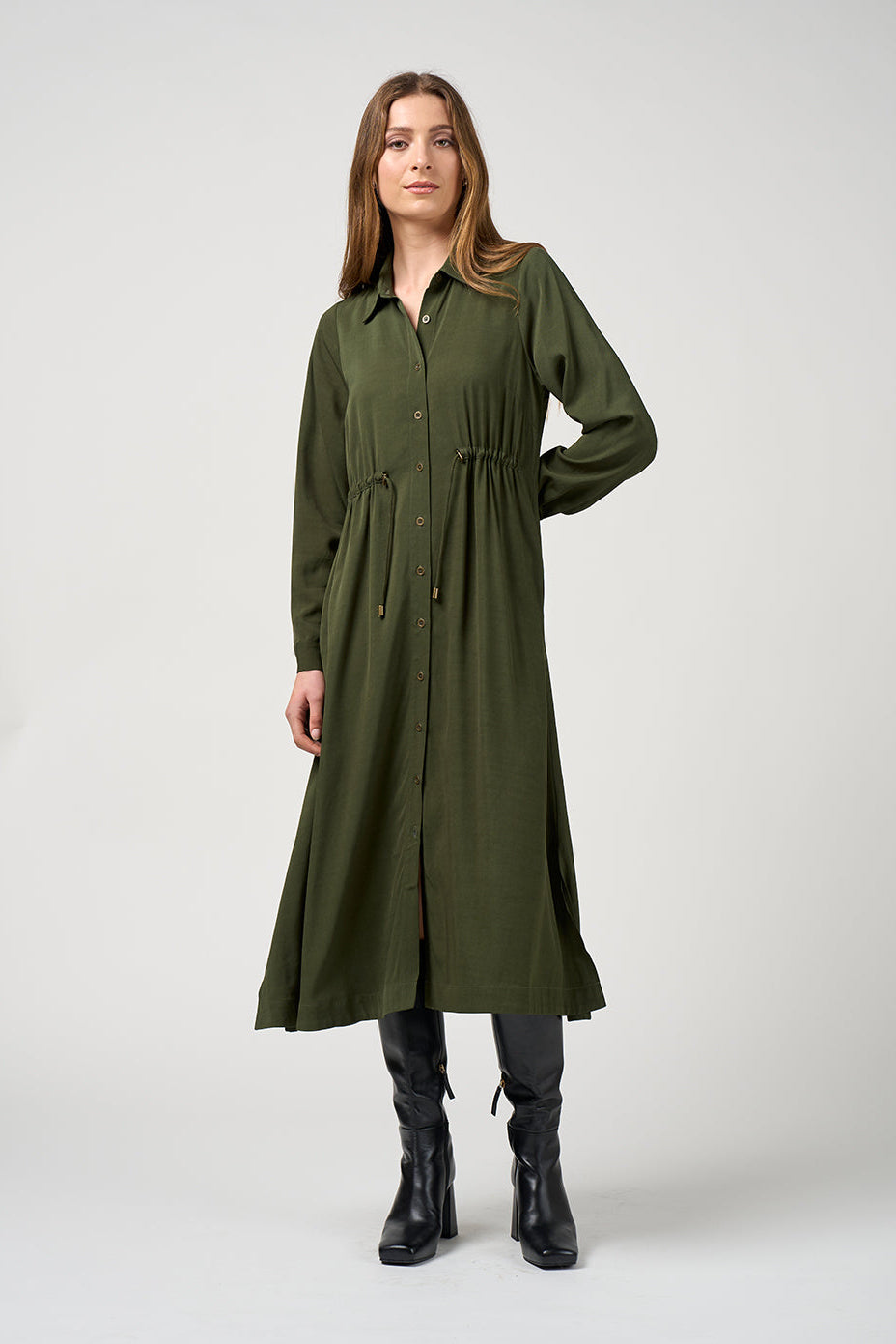 Sequence Shirt Dress / Pine