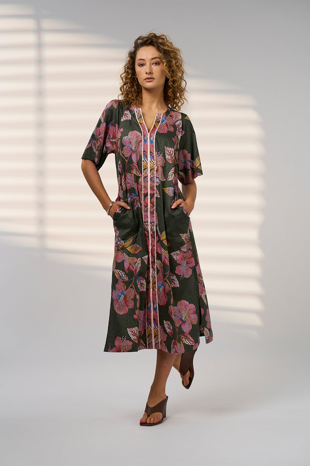Mosaica Midi Dress / Khaki Multi