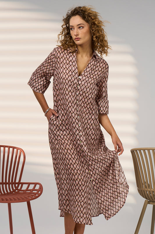 Double Up Shirt Dress / Blush Multi