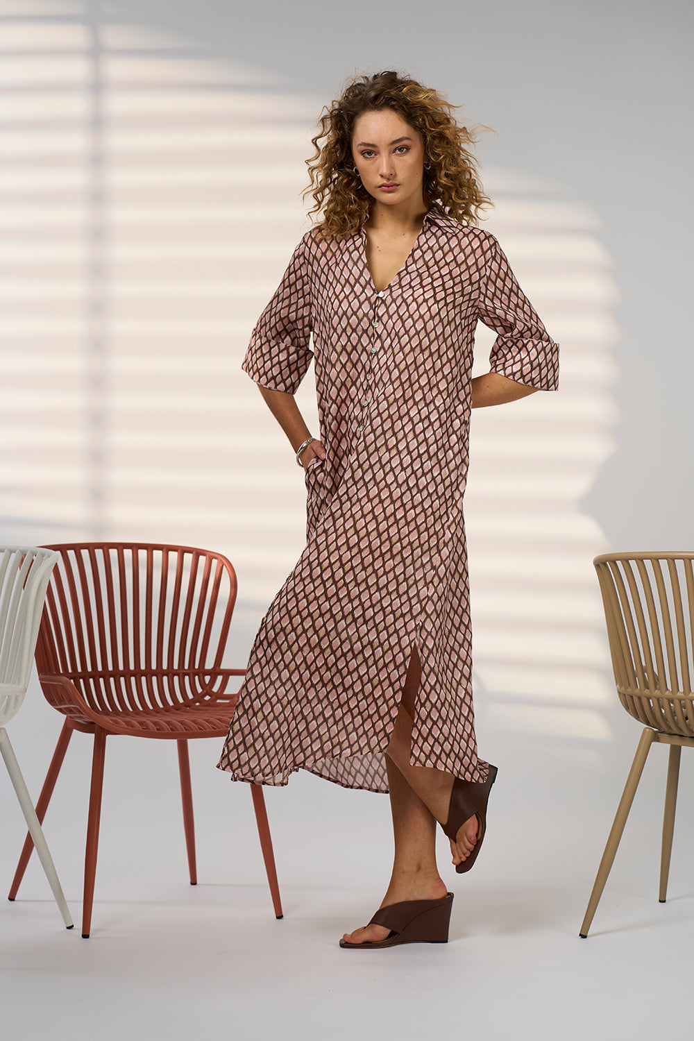 Double Up Shirt Dress / Blush Multi