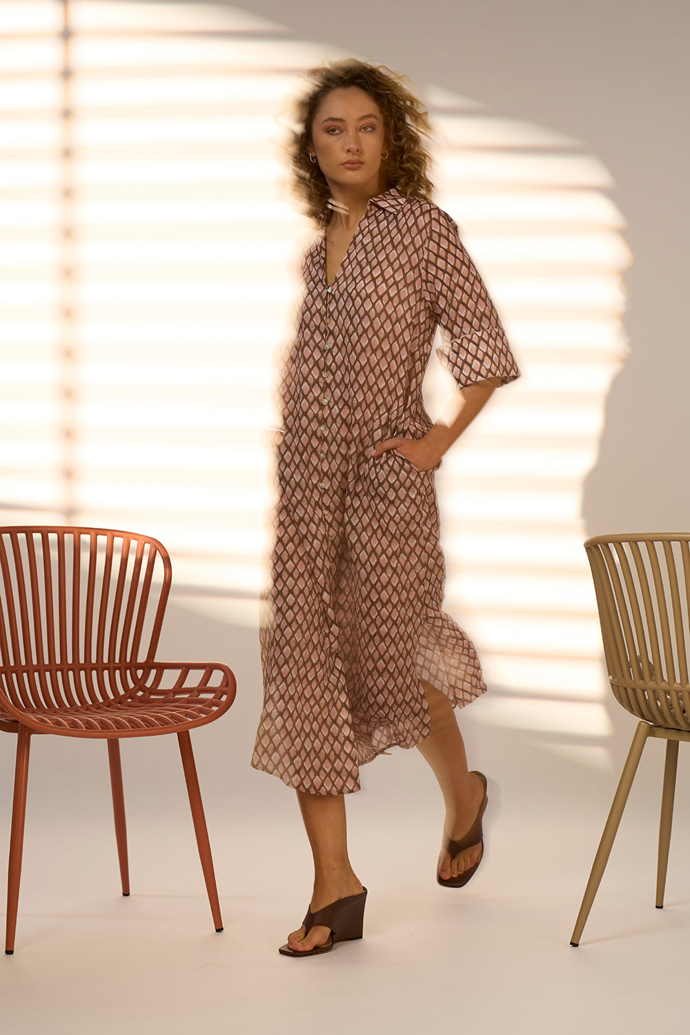 Double Up Shirt Dress / Blush Multi