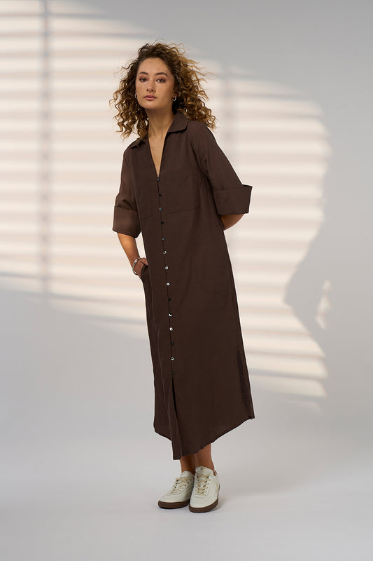 Drift Shirt Dress / Bitter Chocolate
