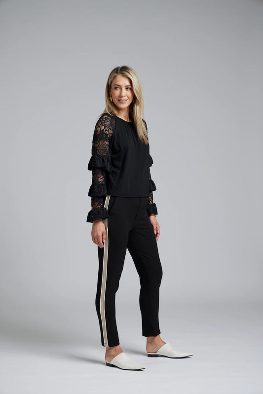 Lilly Piped Pant / Black-Sand