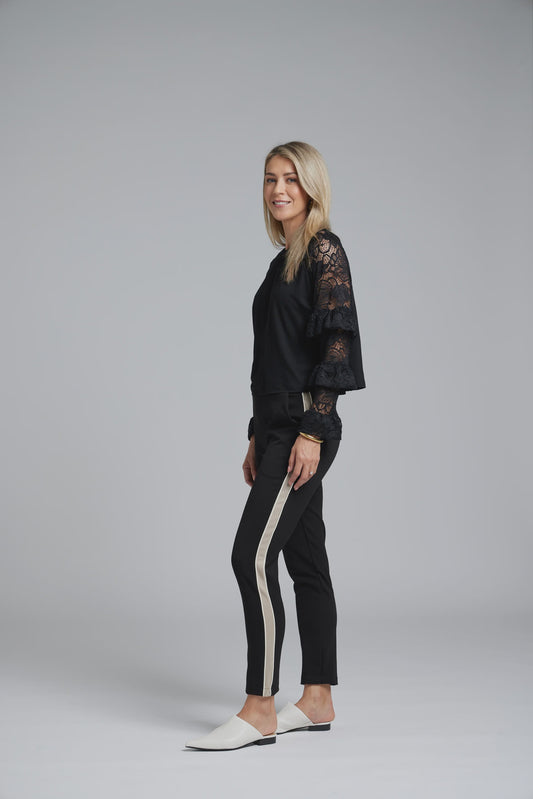 Lilly Piped Pant / Black-Sand