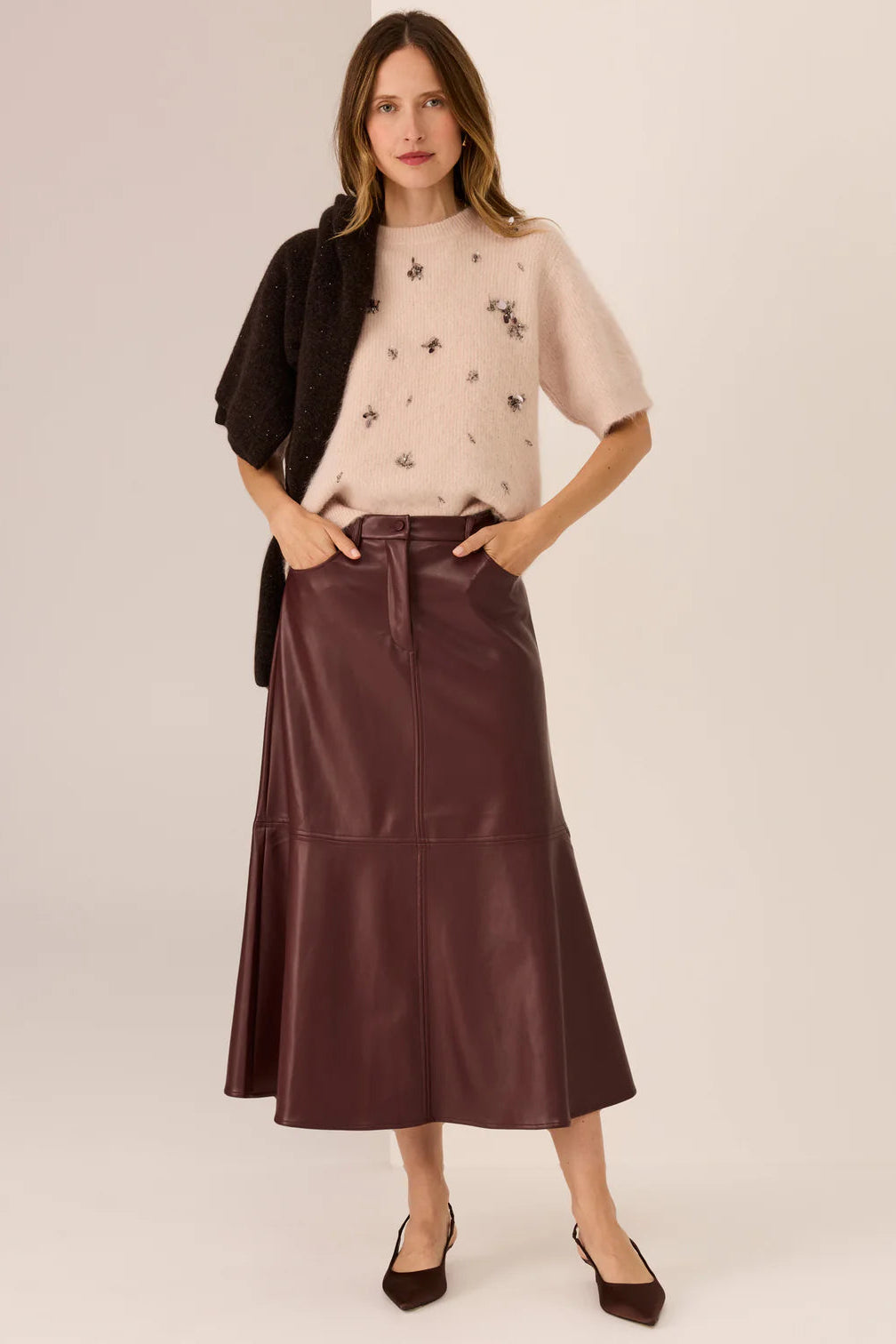 Haviland Beaded Knit Tee / Blush