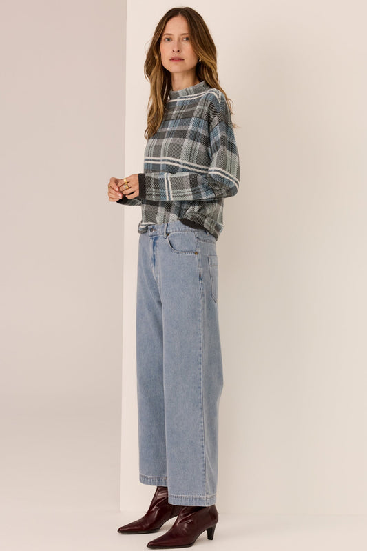 Quinn Check Knit / Charcoal-Blue