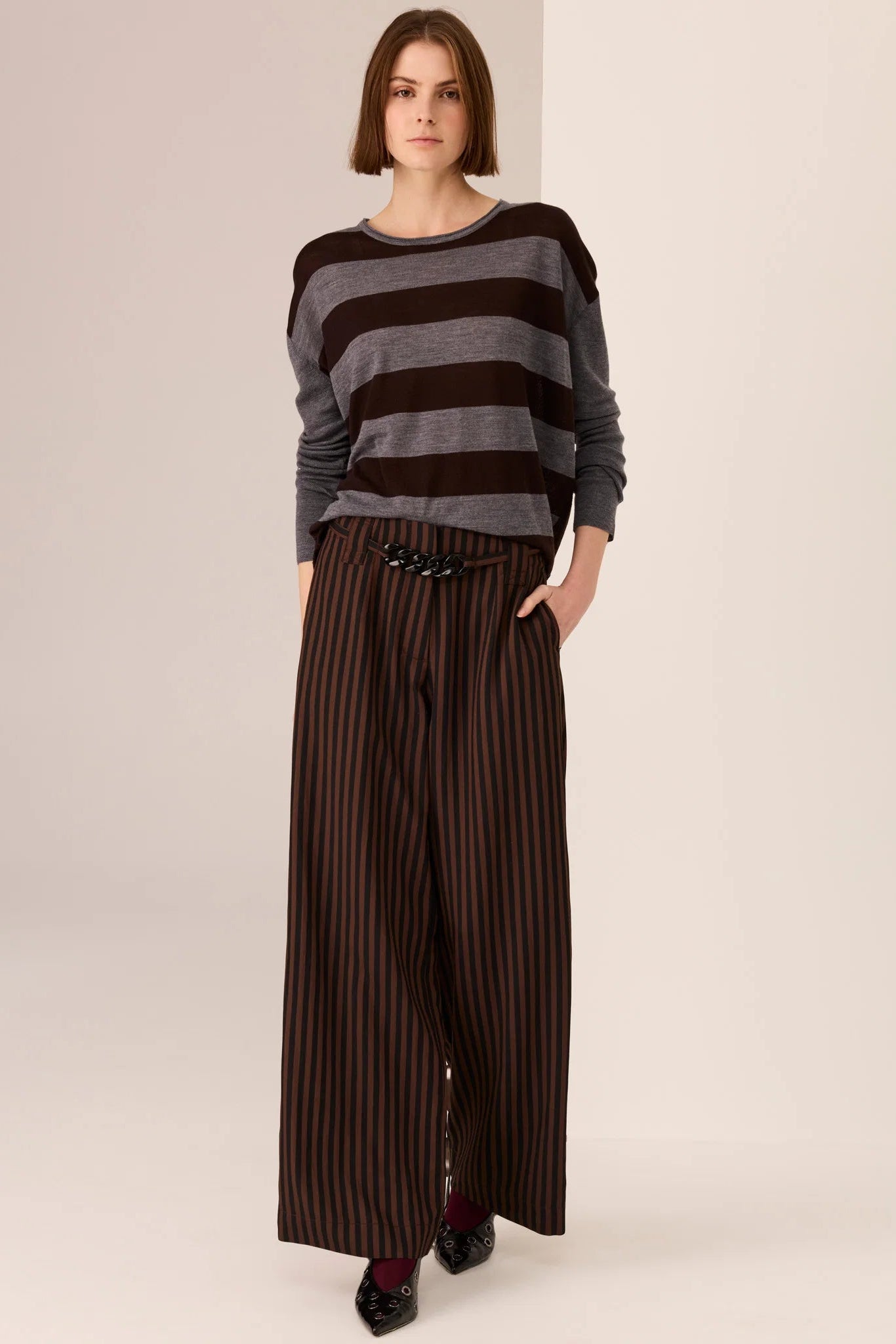 Dara Belted Pant / Choc-Black