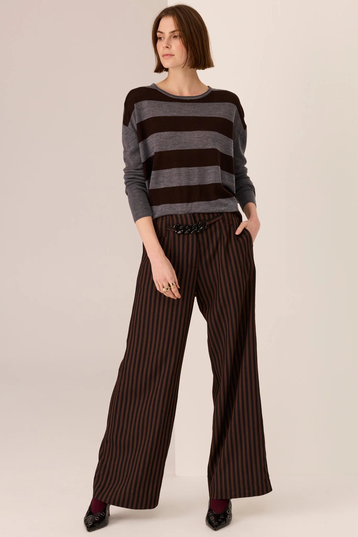 Dara Belted Pant / Choc-Black