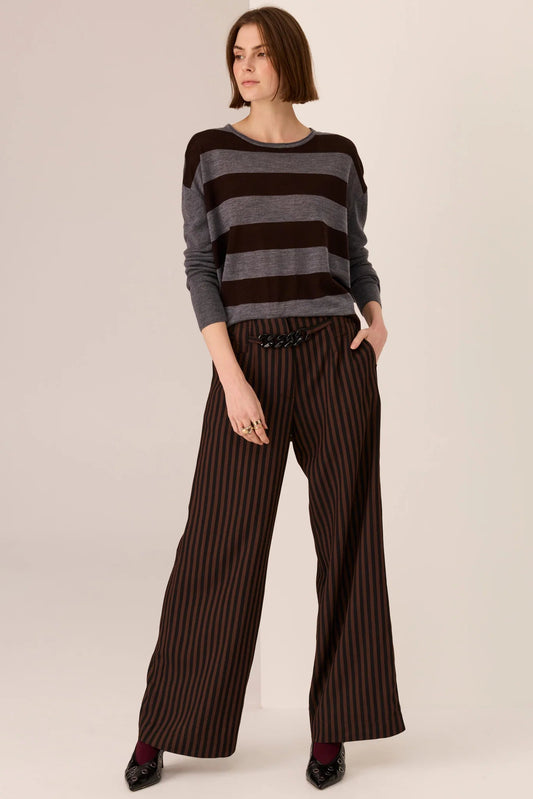 Dara Belted Pant / Choc-Black