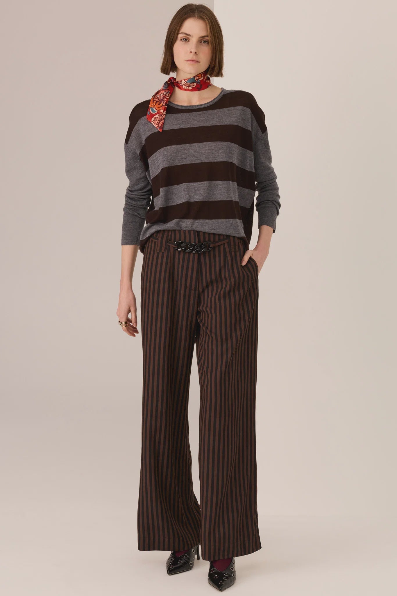 Dara Belted Pant / Choc-Black