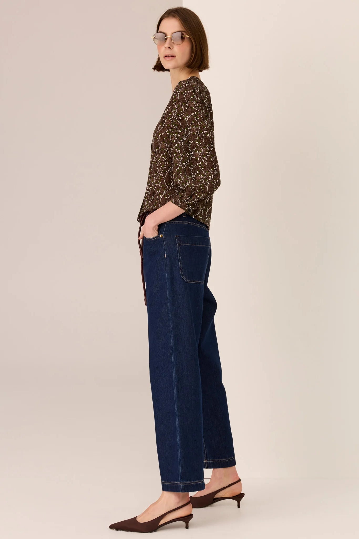Mae Printed Silk Top / Bud print