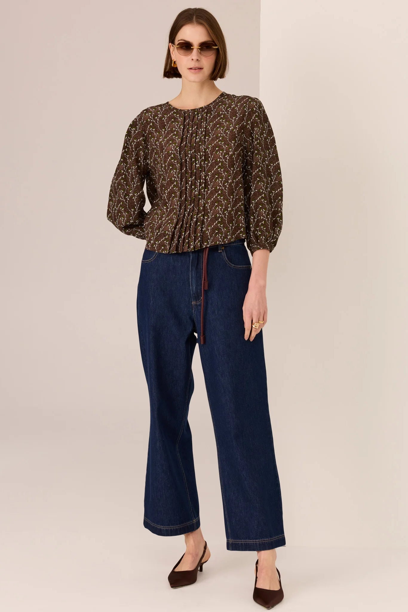 Mae Printed Silk Top / Bud print