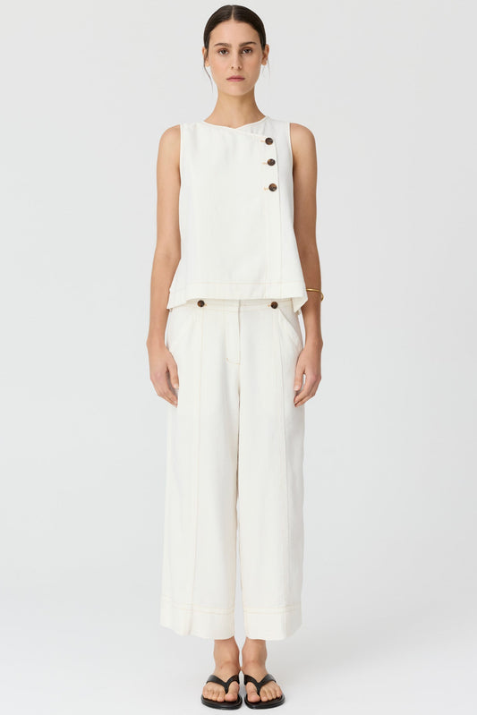 Anise Button Tank / Chalk
