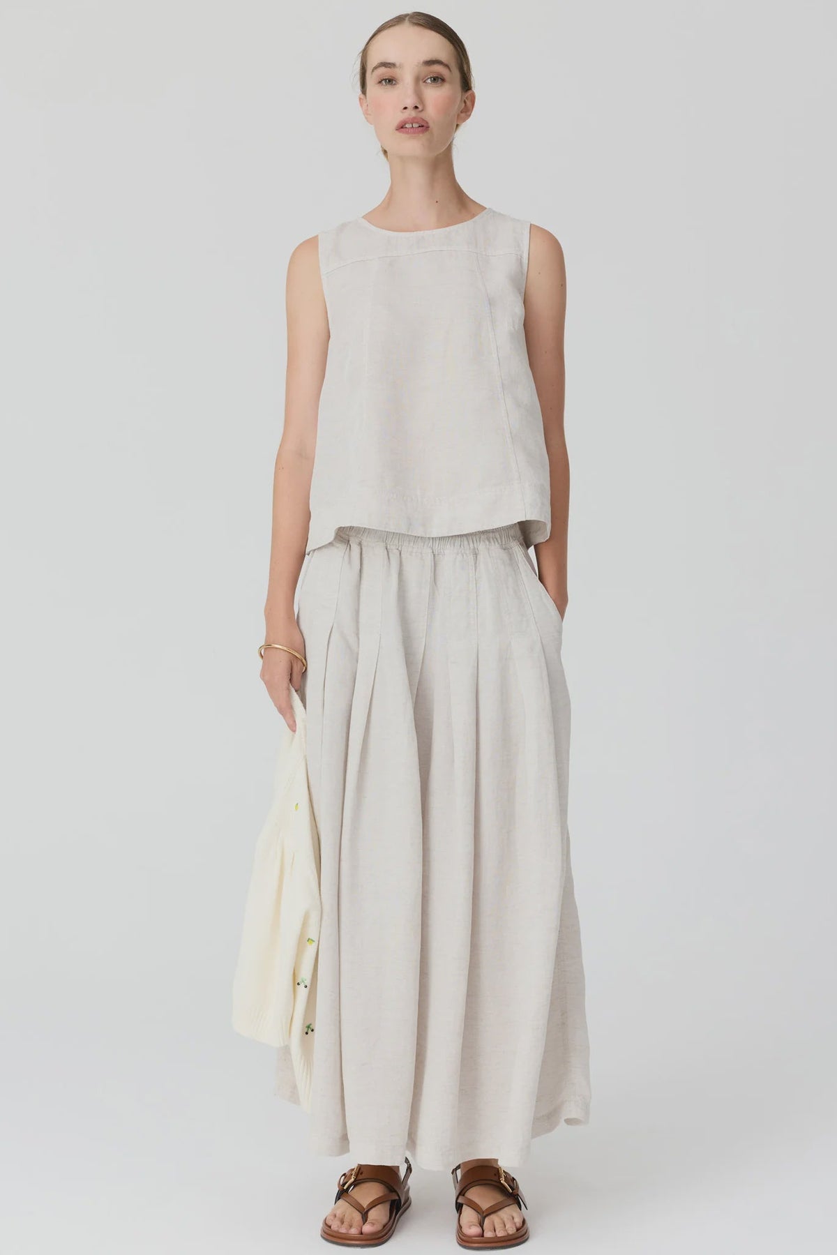Frankie Button Tank / Natural