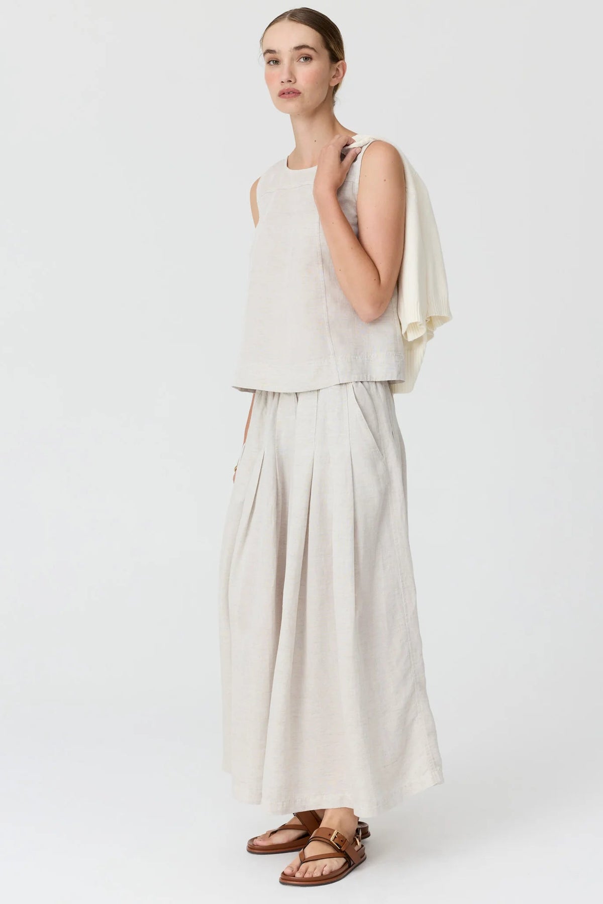 Frankie Button Tank / Natural