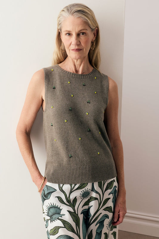 Viloa Tank Beaded / Moss
